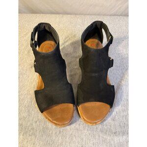 Unstructuered Clarks Womens Black Size 8 Wedge Heels Sandals Gladiator Open Toe